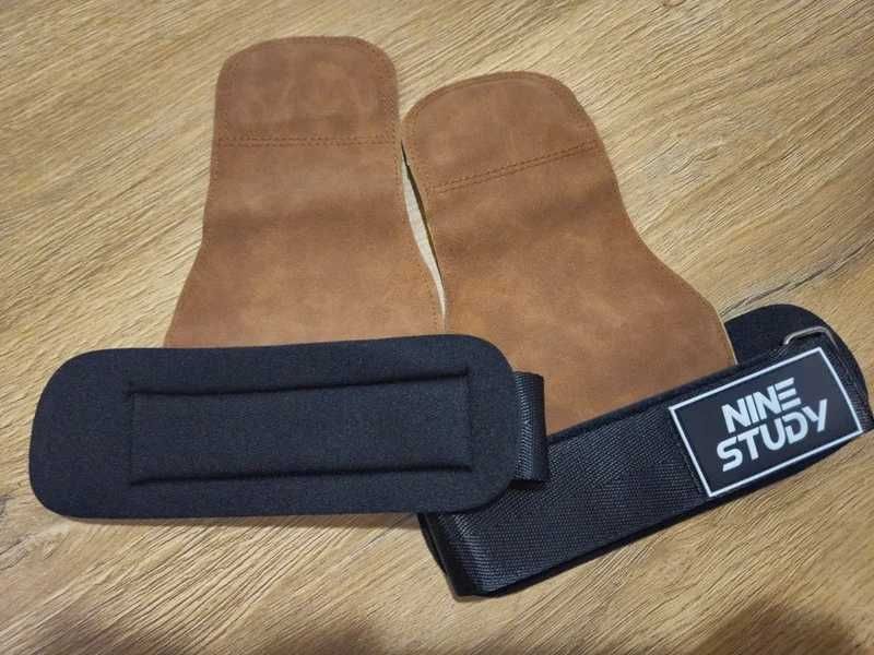 Skórzane Strapy Treningowe paski do treningu siłowego podnoszenia ciężarów straps – brązowo-czarne
