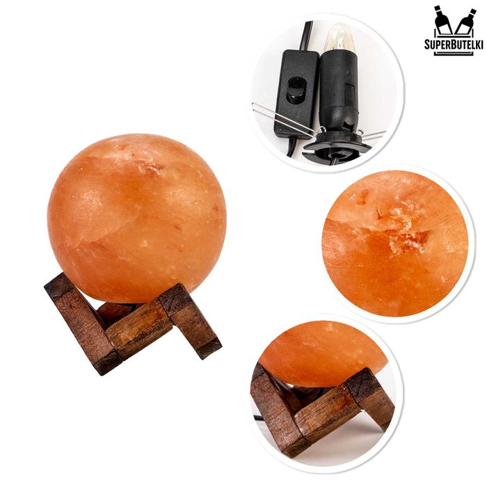 Lampa solna KULA na stojaku 4 kg z soli himalajskiej