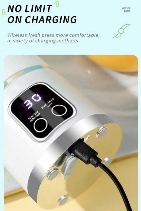 Maquina de Sumos Portatil Liquidificador Recarregavel USB - C