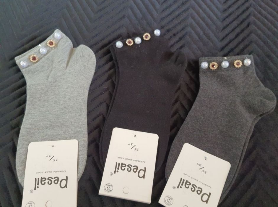 Śliczne Skarpetki bawełniane Perełki Kwiatuszki