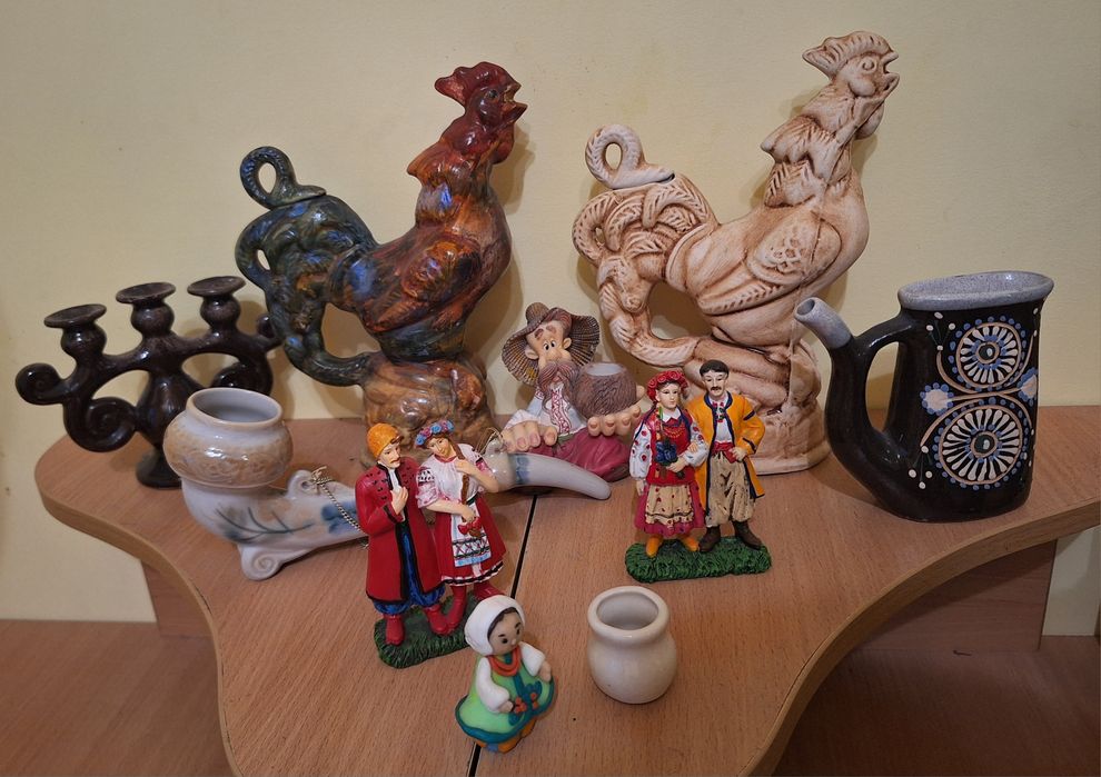 Статуетки керамічні на патріотичну тему. Козаки, люльки, півники