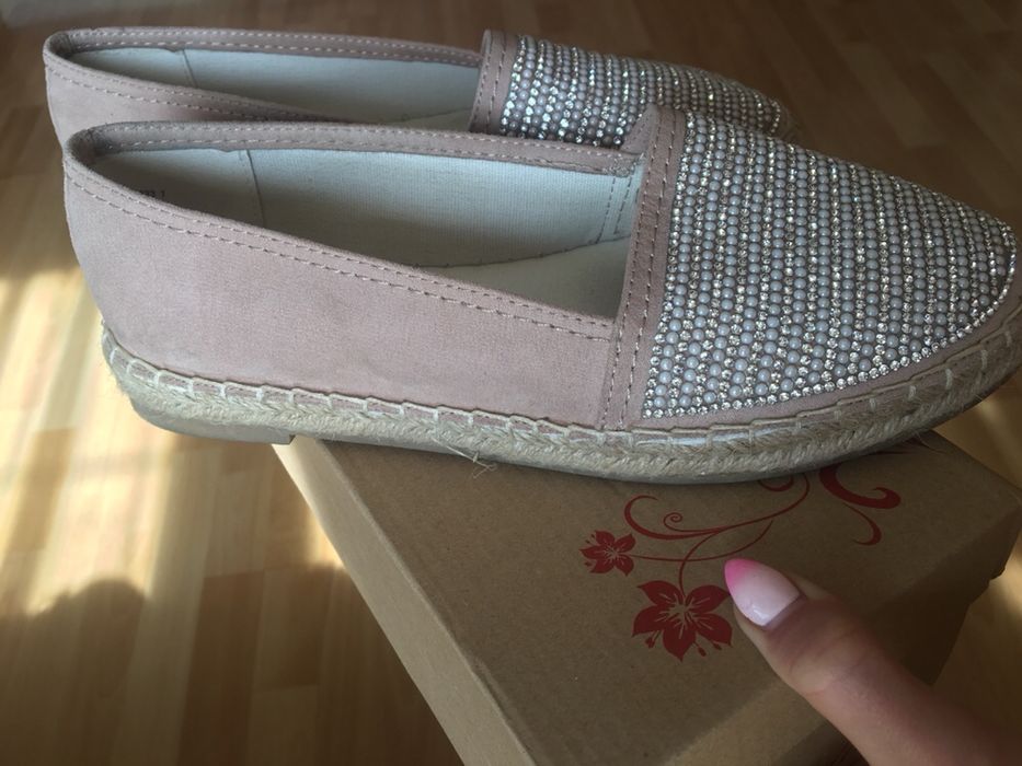 Espadryle ozdobne świecące złote srebrne cyrkonie