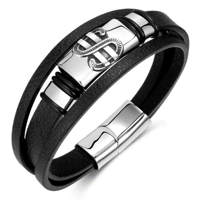 Męska Bransoleta ze Skóry, Znak Dolara