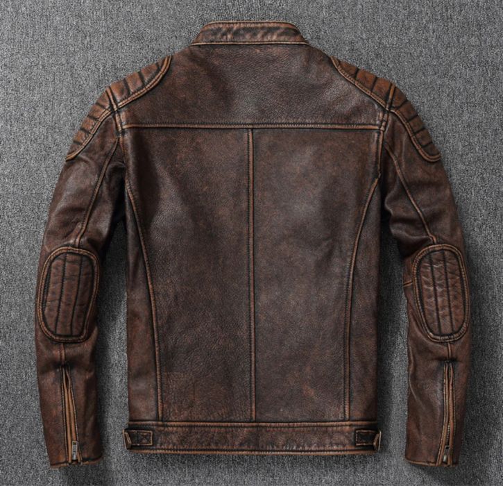 Męska skórzana ramoneska bikerka kurtka vintage sportowa