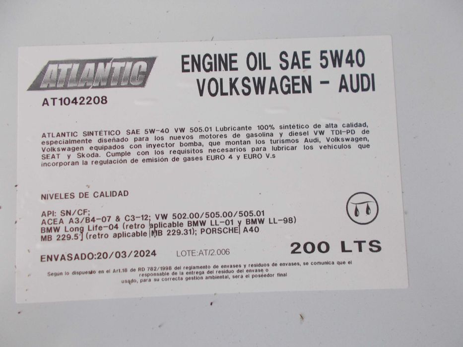 Óleos OEM 0w20 / 0w30 / 5w30 / 5w40 / 10w40 Low Cost