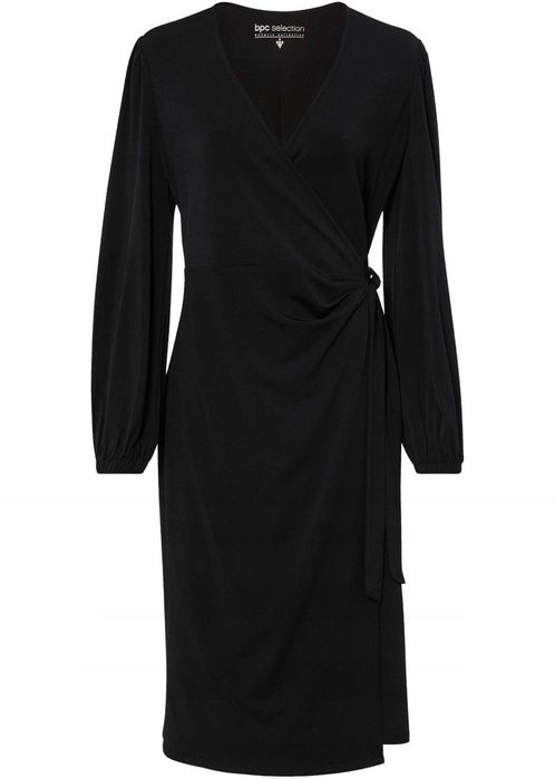 B.P.C sukienka czarna kopertowa midi ^36/38