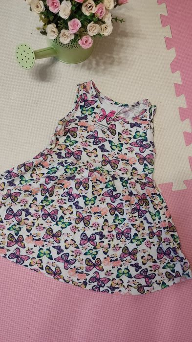 Sukienka na lato bawełniana w motyle 92 98