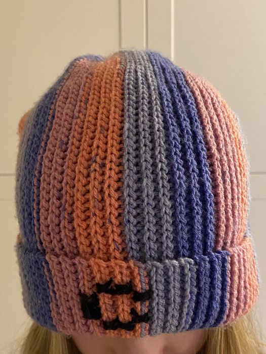Czapka damska unisex ciepła handmade zima niebieska różowa  cieniowana