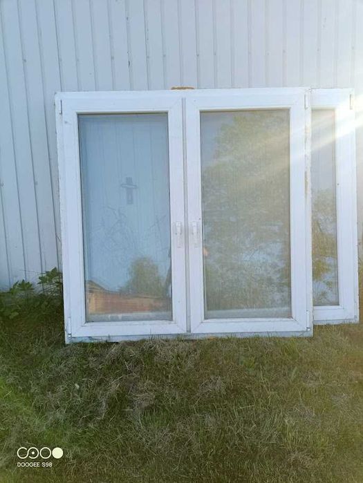 Okna używane różne wymiary białe 5 sztuk