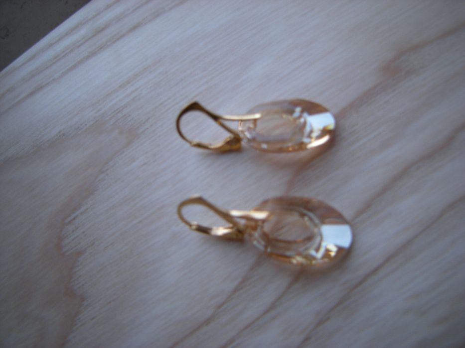 kolczyki 3,5cm złote owale 2cm Swarovski helios