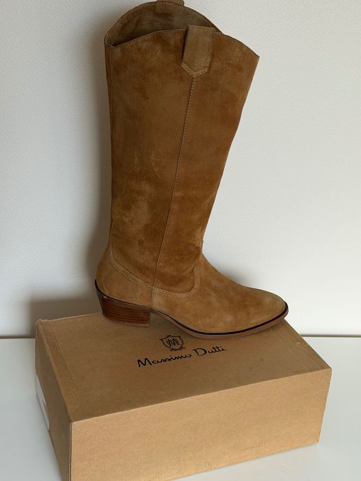 Чоботи Massimo Dutti, р.38, замша, cowboy style, колір: camel/тепла карамель