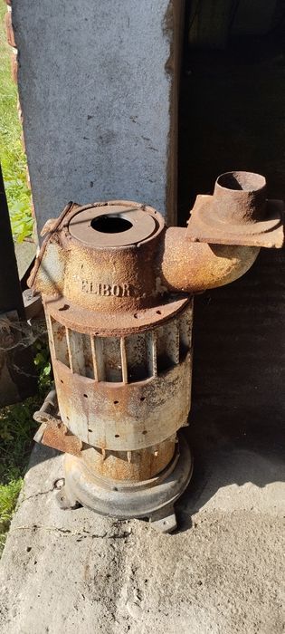 Przedwojenny piec PKP Huta  "elibor "kolej muzealny eksponat . WP1939.