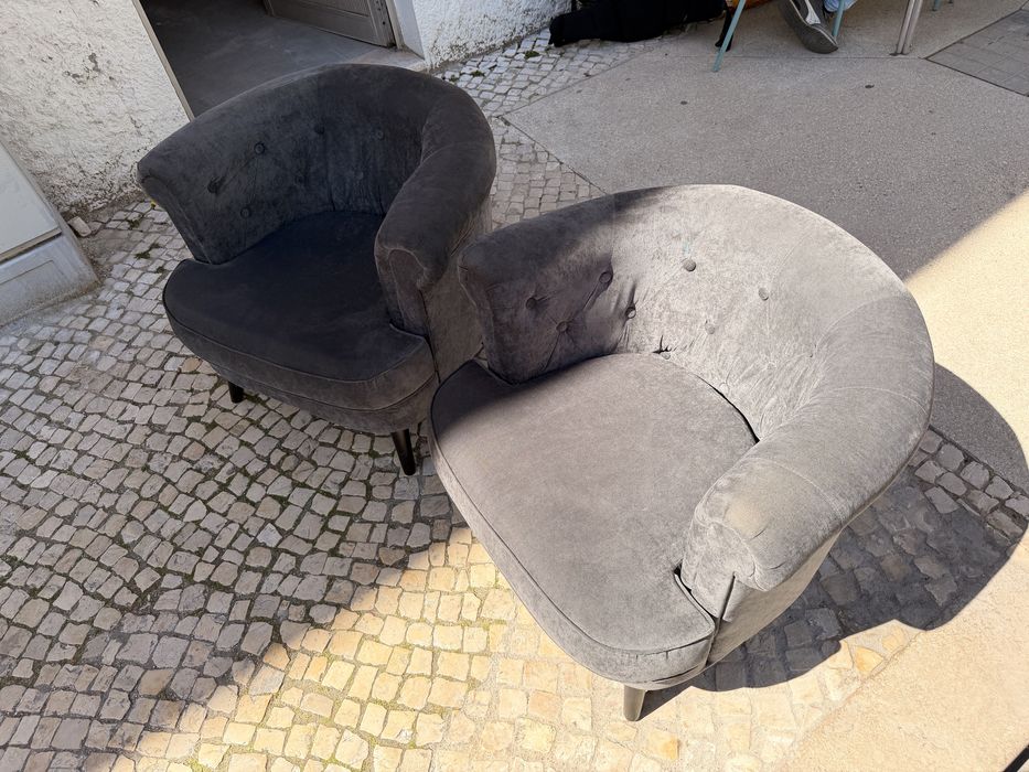 2 Cadeiras Pultronas Sofás Cinzento Escuro