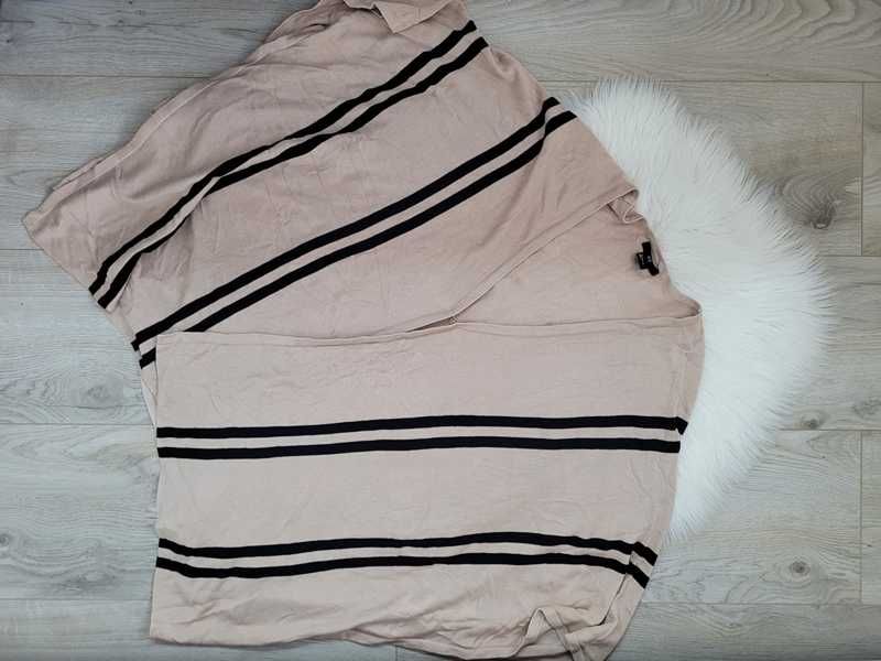 Beżowe, w czarne, pionowe paski ponczo / poncho, H&M, uniwersalny