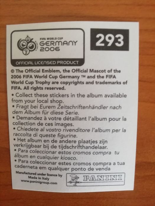 Cromos Panini - Luís Figo no Mundial da Alemanha 2006