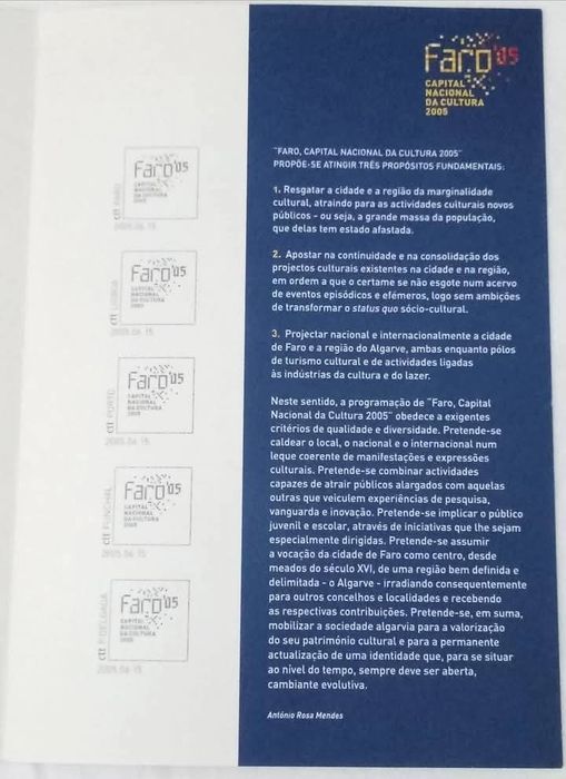 Faro - Capital Nacional da Cultura 2005 - Pagela