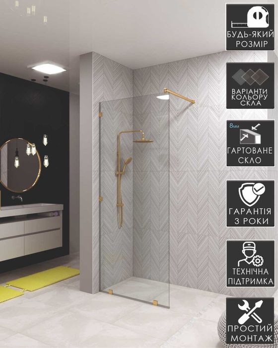 Двері в душову, перегородка скляна