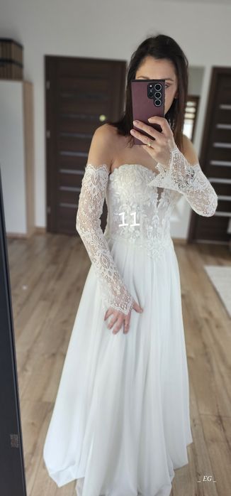 Rękawiczki z koronki francuskiej  - ivory