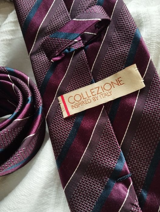Krawat jedwabny 100% silk, 8,5cm, w paski, Collezione