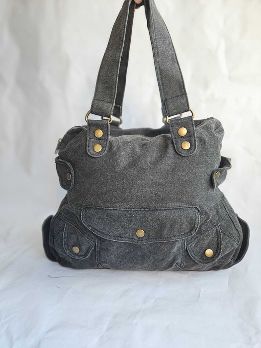 Сумка на плече NEW BAGS сірий канвас з кишенями