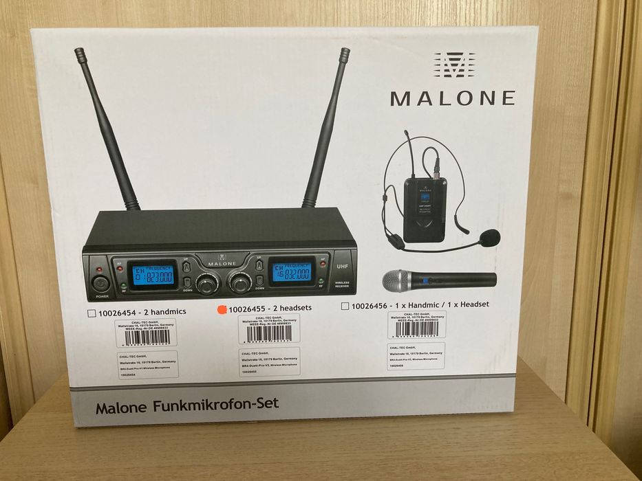 Bezprzewodowy profesjonalny zestaw dwóch mikrofonów nagłownych
