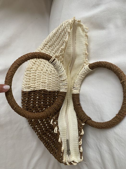 Bolsa mala de corda com fecho forrada e com bolso Nova