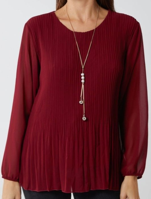 Burgundowa bluzka elegancka plisowana r.L