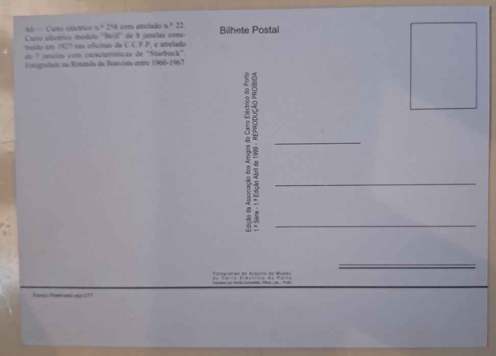 Postais de Carros Eléctricos da Cidade do Porto.