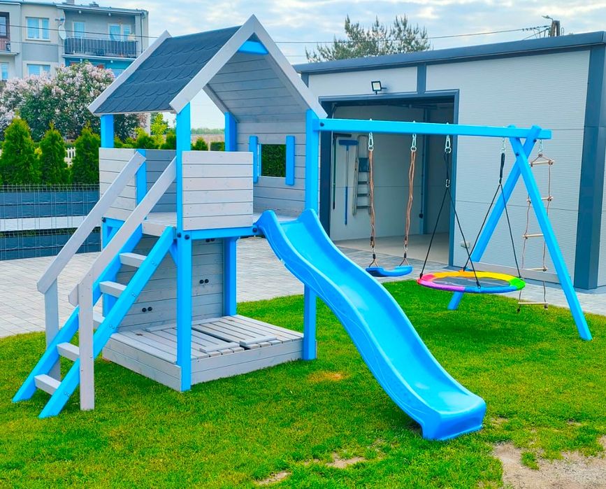Drewniany Plac Zabaw - PROMOCJA - PONGO - Domek - Huśtawka
