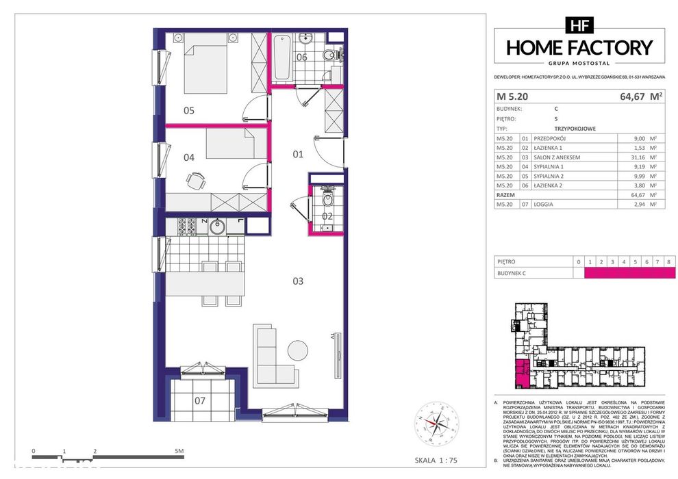 3-pokojowe mieszkanie 64 m² + loggia Bez Prowizji - Widok 2