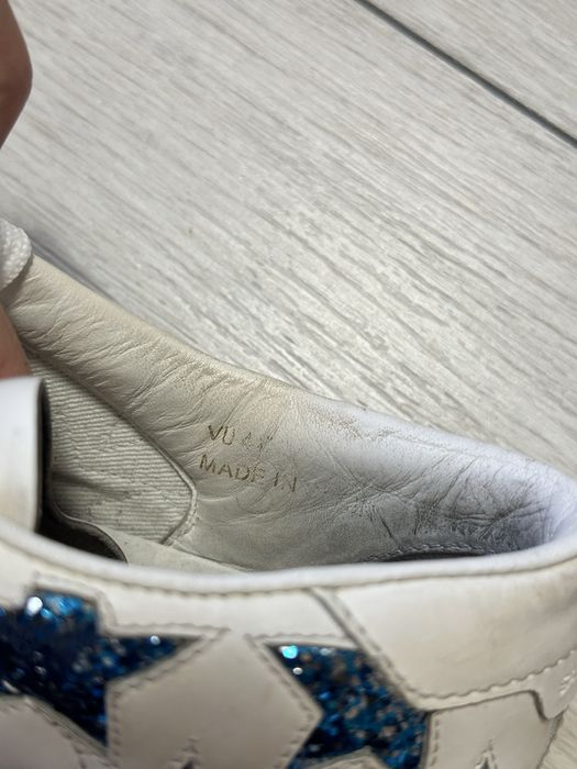 кеди saint laurent 37  | Saint Laurent White/Blue Leather And Glitter Court Classic California Sneakers Size 37
