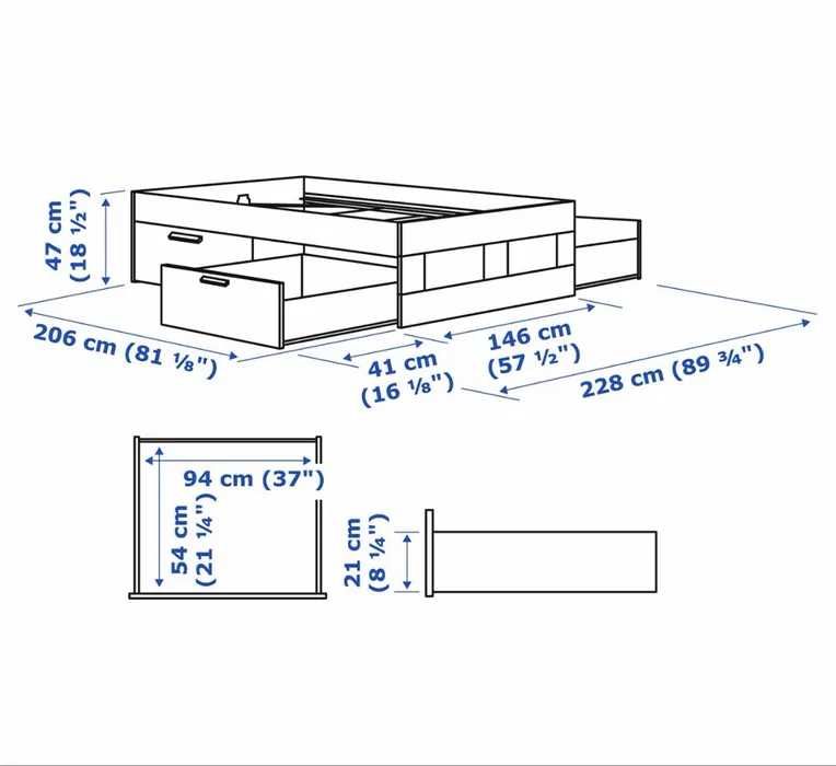 Cama BRIMNES ikea (140x200cm) C/ Estrado e Colchão