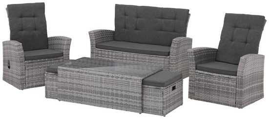 Zestaw mebli ogrodowych LYON sofa+2 fotele+2 pufy+ stolik+ poduchy