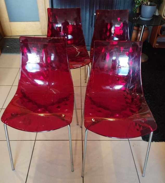 4 Cadeiras CALLIGARIS ICE vermelho transparente