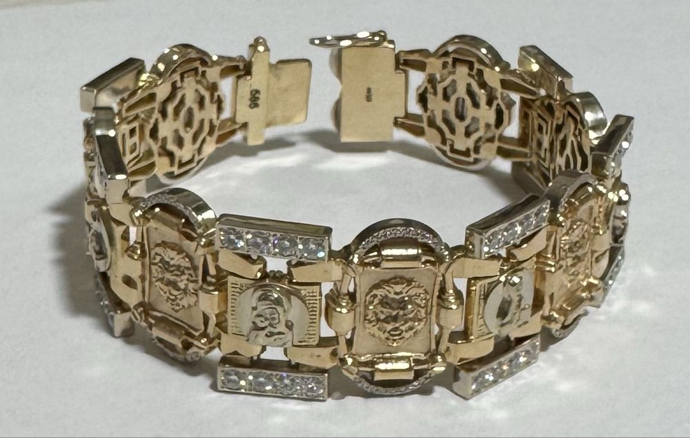 Золотой браслет с бриллиантами 147 грамма