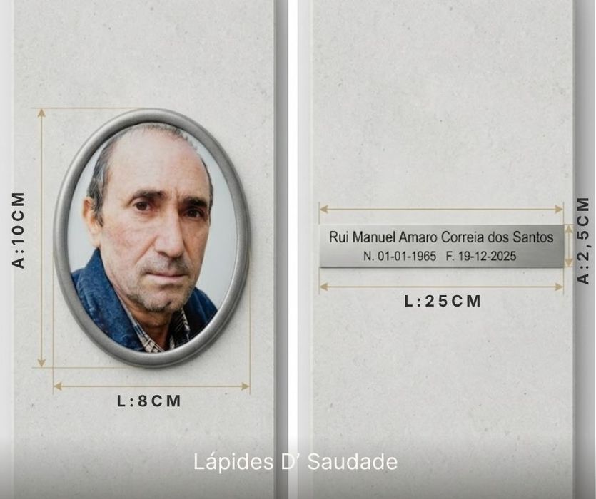 Molduras de fotos e chapas de identificação para cemitério ou memoriais