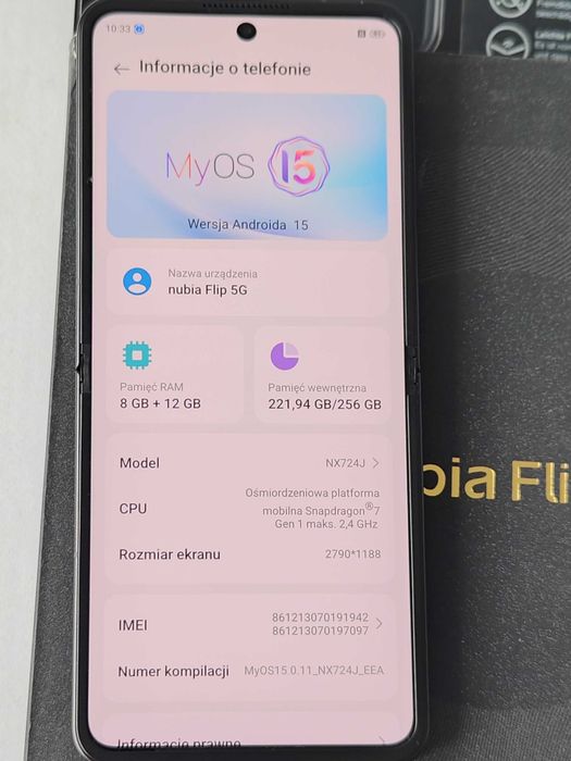 Smartfon Nubia Flip 8 GB / 256 GB 5G DualSim Czarny Cosmic Black