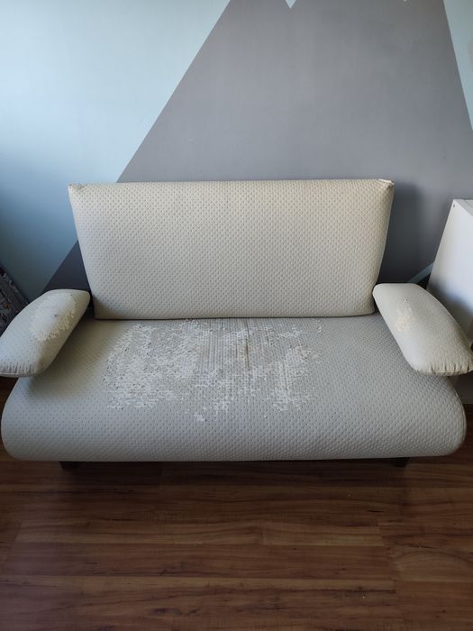 Komplet wypoczynkowy fotele stolik i sofa beż ekoskora