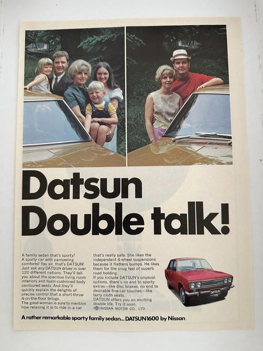 Anúncio Vintage Datsun anos1600/1970s