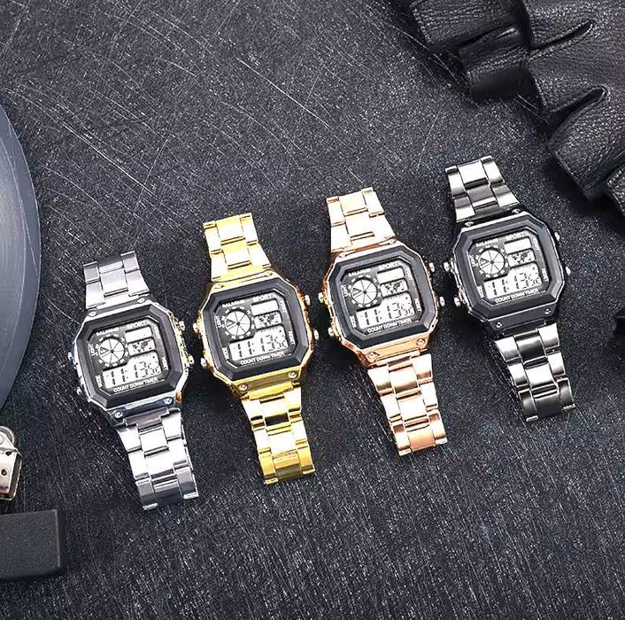 Elegancki zegarek cyfrowy LED - złoty, luksusowy design