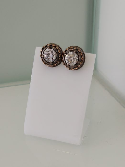 Brincos de prata 925 e ouro de 375