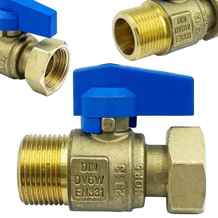 Zawór Kulowy Prosty 3/4 X 3/4 Kurek Z Czerwonym I Niebieskim Motylkiem