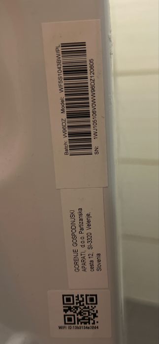Pralka Hisense WF5S1043BW/PL  Gwarancja 10,5kg wi-fi