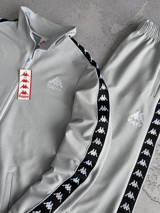 Чоловічий спортивний костюм каппа сірий/чорний Kappa [S,M,L,XL,XXL] + шкарпетки в подарунок!