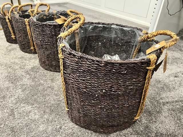 Fantastyczny zestaw koszy na doniczki z trawy morskiej 4szt Nowe