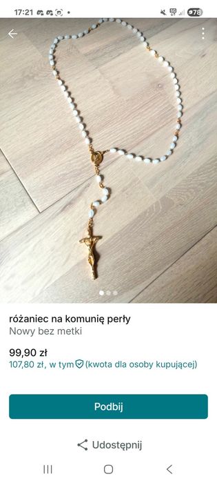 rozaniec na komunie lub na co dzien do kościółka perły