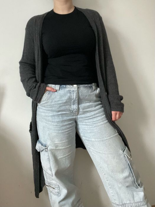 Szary długi kardigan