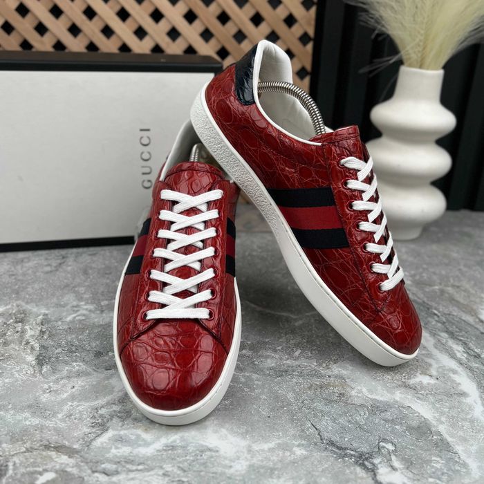 Gucci Ace Web Low Sneakers Чоловічі кросівки шкіра крокодила оригінал 43.5 EUR