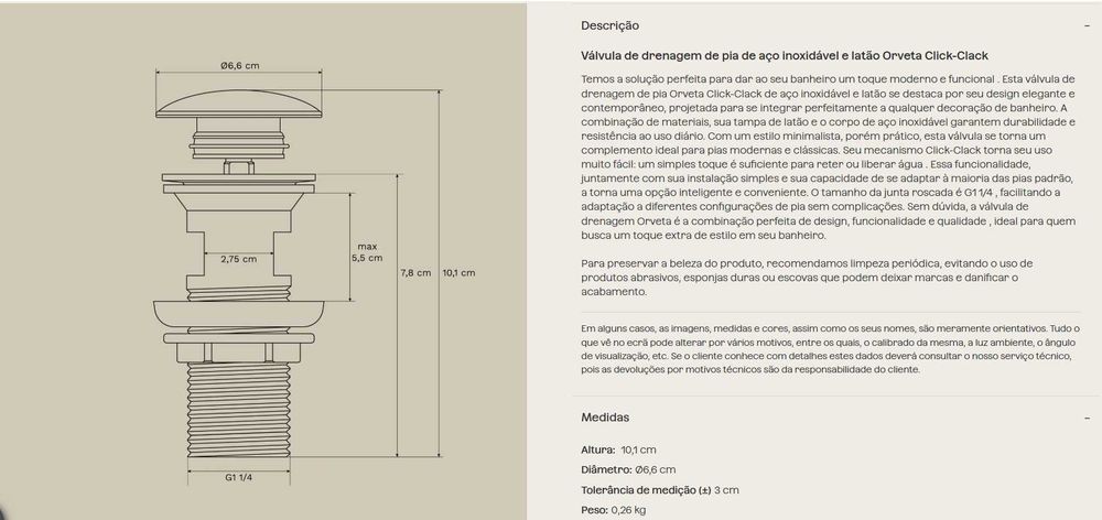 Válvula clic-clac com transbordo - preto mate - Sklum