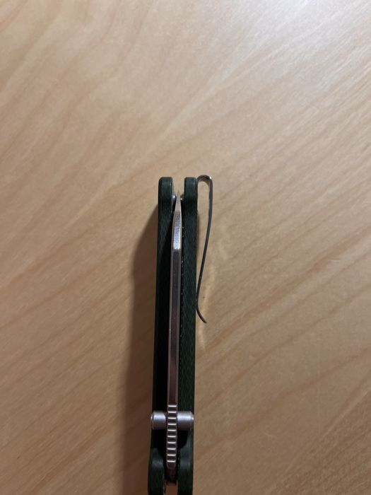 Nóż składany QSP Knife Penguin QS130BL-C1 Button Lock Stonewashed 14C28N Green Micarta